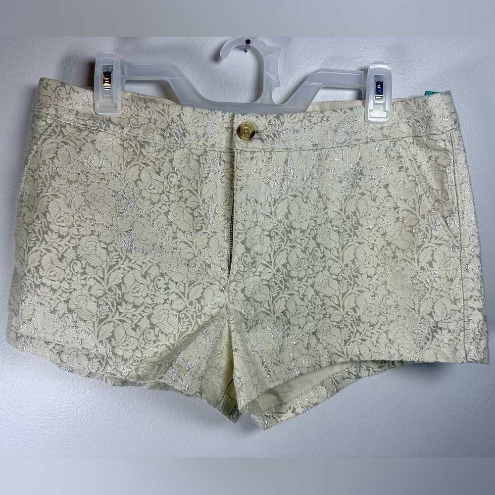 Abercrombie & Fitch Cream and Silver High Waist Shorts